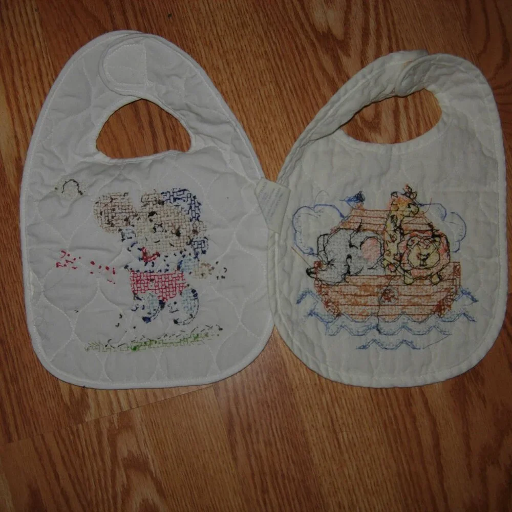 2 Embroidered Baby Bibs